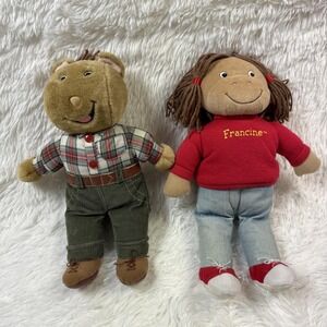 Vintage 1996 Arthur & Francine Plush 15 inch PBS Eden Toys Pair